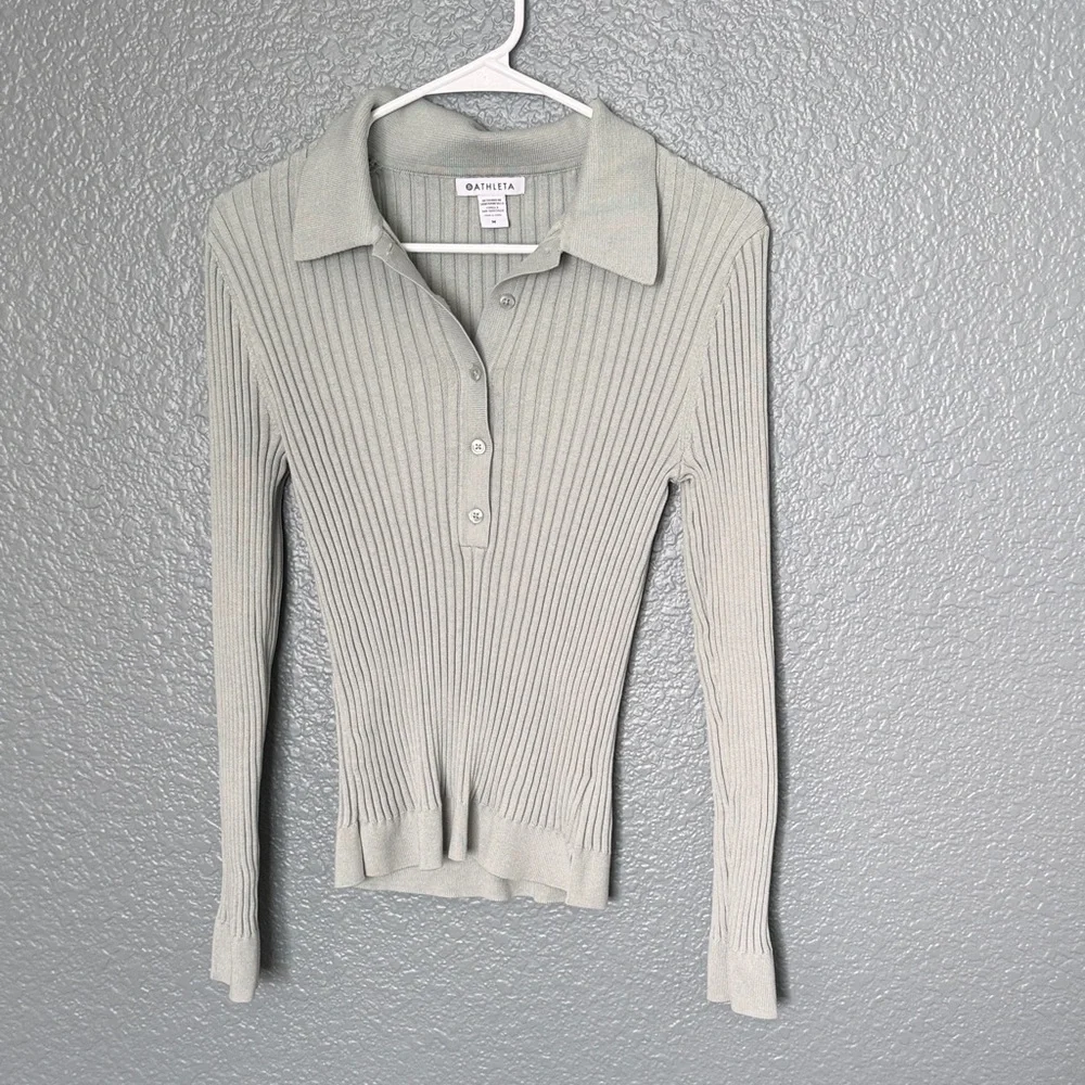 Athleta Women's Sweet Bay Henley Ribbed Button Down Shirt